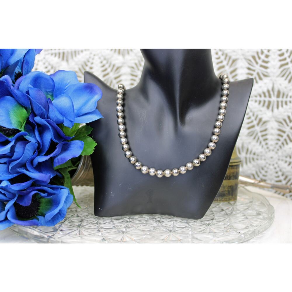 Vintage Alpaca Silver Bead Chain Necklace